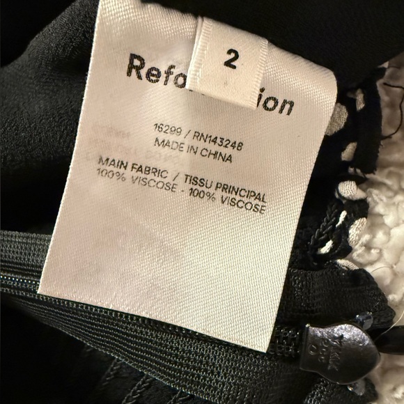 Reformation Bacio Top Pearls Black White Polka Dot Blouse Smocked Ruffle Back - Picture 9 of 13